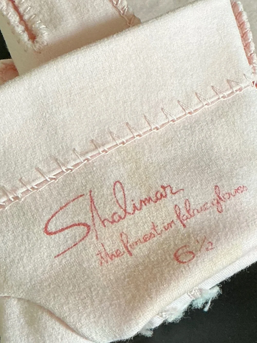 VTG 1950s Shalimar Pink Cotton Dress Gloves Shorties Double Knit Size 6.5